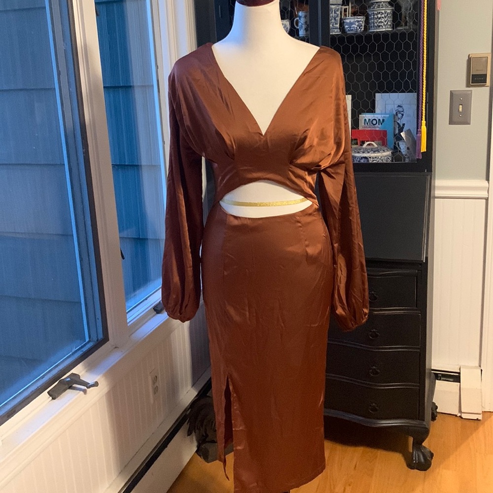 Fashion Nova Mocha Sexy Cutout Dress NWT Size med